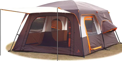 Vista 11 de KTT Extra Large Tent 10-12 Person,Family Cabin Tents,2 Rooms,3 Doors and 3 Windows with Mesh,Straight Wall,Waterproof,Double Layer,Big Tents for
