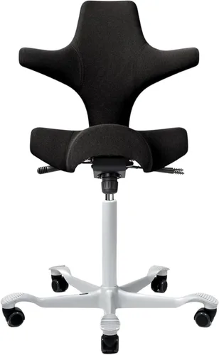 Vista 52 de HAG Capisco Sit to Stand - Silla de pie con marco blanco, tapizado, color rosa rubor Pink Blush