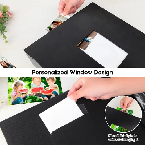 Vista 4 de Álbum de fotos de bolsillo para 1000 fotos 4x6 con cubierta de cuero, capacidad extra grande para 1000 fotos horizontales y verticales, páginas