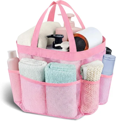 Vista 20 de Attmu Organizador de ducha de malla portátil, de secado rápido, bolsa de ducha colgante para dormitorio universitario, artículos esenciales de gran