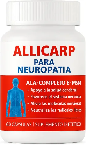 Allicarp Para Neuropatia, Tratamiento de Neuropatía con Ácido Alfa Lipoico (ALA), Metilsulfonilmetano (MSM), Vitaminas Complejo B6 B12 C D3 E, para