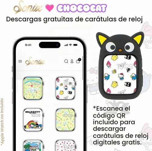 Vista 4 de Sonix x Sanrio Apple Watch Cover Estuche Protector de Goma para Apple Watch Estuche de Parachoques Se Ajusta a 38mm/40mm/41mm Chococat