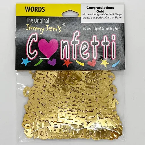 Vista 2 de Confeti Word FELICIDADES Oro - Paquete al por menor #7652 QS0