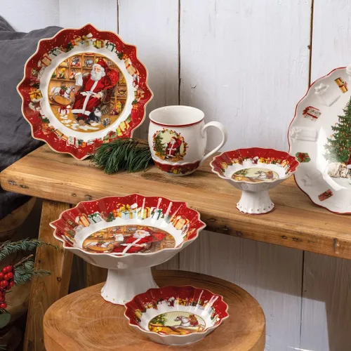 Vista 5 de Villeroy & Boch 14-8332-3635 Plato de repostería, Porcelana, Rojo Red porcelain pastry plate, festive holiday design, perfect for serving