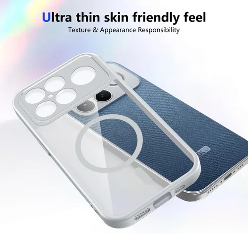 Vista 542 de Funda magnética transparente compatible con Xiaomi 17T, color negro 2 en 1 PC + TPU cubierta de teléfono a prueba de golpes, carcasa protectora