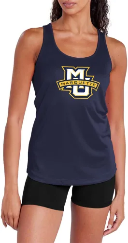 Vista 244 de Camiseta deportiva sin mangas oficial de NCAA Collegiate para mujer, con espalda cruzada, colección con logotipo primario