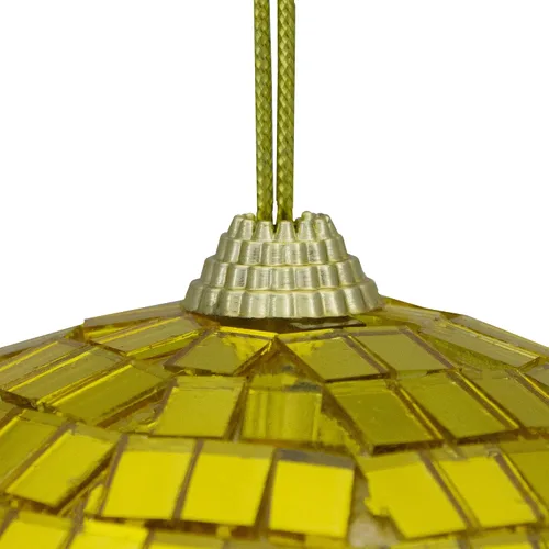 Vista 2 de Adorno navideño de bola de discoteca espejada - 6" (150 mm) - Amarillo dorado