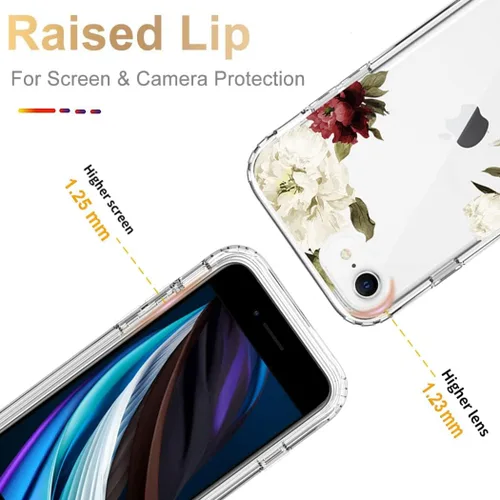 Vista 2 de Funda para iPhone SE 2022/SE 3 2022/iPhone SE 2020/iPhone 7/iPhone 8 con protector de pantalla de vidrio templado, funda protectora de cuerpo