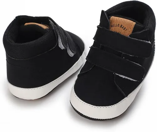 Vista 4 de COSANKIM Zapatos deportivos para bebé niño y niña, zapatos de tobillo altos, antideslizantes, suela suave, zapatos de cuna para niños pequeños
