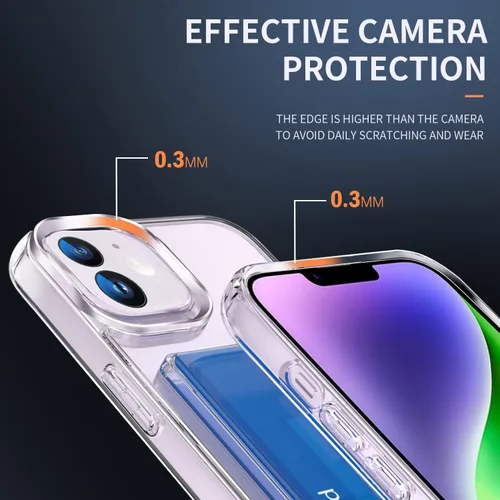 Vista 4 de Funda transparente compatible con iPhone 11 de 6.1 pulgadas con ranura para tarjetero, a prueba de golpes, suave TPU+policarbonato duro, funda