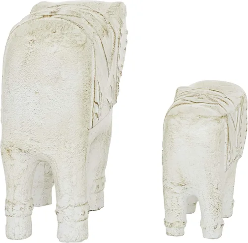 Vista 7 de Deco 79 Escultura decorativa de elefante de cerámica para decoración del hogar, juego de 2 figuras decorativas de 9 pulgadas, 13 pulgadas de ancho