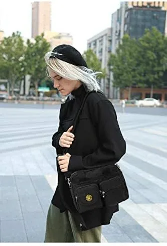 Vista 2 de Gladdon Bolsos cruzados pequeños de nailon para mujer, con múltiples bolsillos, bolsos de hombro para mujer, con correa ajustable