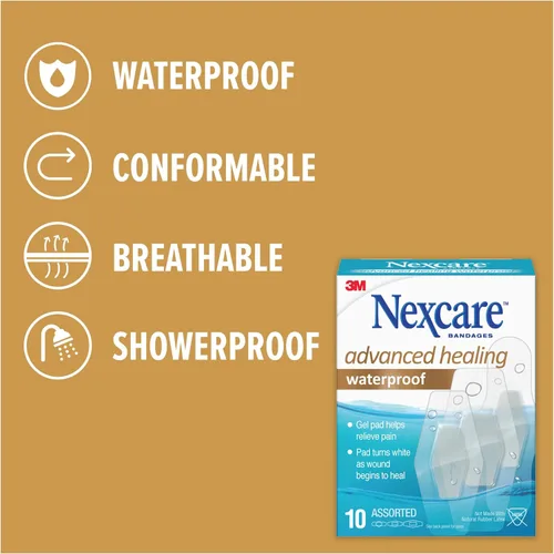 Vista 3 de Nexcare Vendajes de tela flexible resistente, tamaños surtidos, 30 unidades, sin látex, vendajes adhesivos duraderos para primeros auxilios