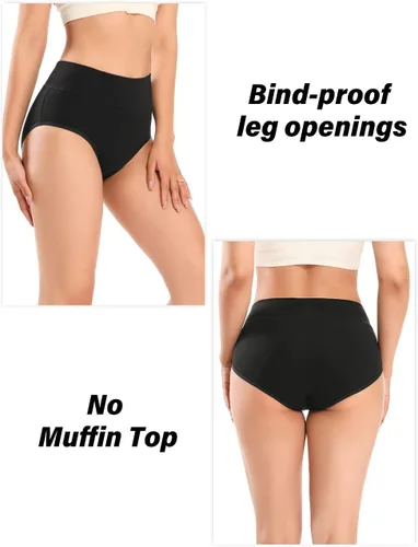 Vista 5 de POKARLA Ropa interior de algodón de cintura alta para mujer, cobertura completa, suave, transpirable, bragas para mujer