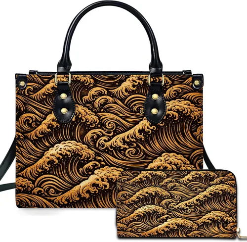 Vista 13 de Novedosa colección de bolsos de cuero de arte animal con bolso a juego, bolsa de mano vintage de vida silvestre, regalo para mujer