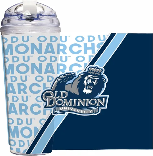 Vista 102 de Rico Industries Taza acrílica NCAA estándar de 24 onzas con tapa con bisagra, taza de doble pared oficialmente licenciada con pajita