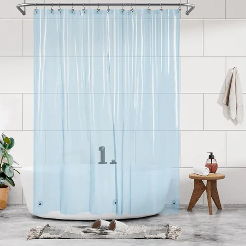 Vista 52 de Barossa Design - Forro de cortina estrecho de PEVA para ducha, con 3 imanes, impermeable, para cabina de baño pequeña, sin PVC, ojales metálicos