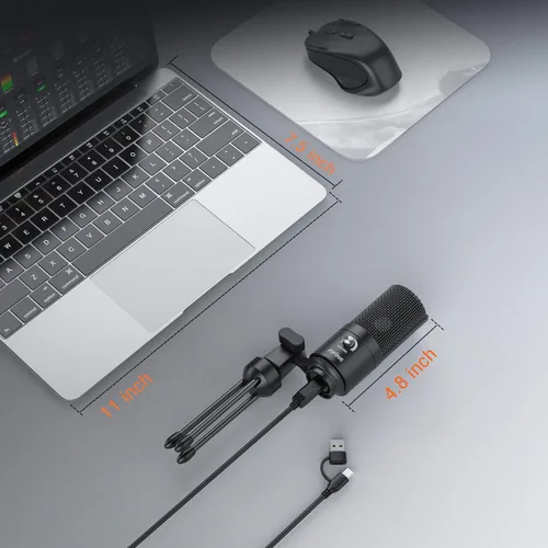 Vista 10 de FIFINE Micrófono USB, Micrófono de condensador de metal para grabar en MAC OS, Windows, Micrófono cardioide para laptop para grabar voces