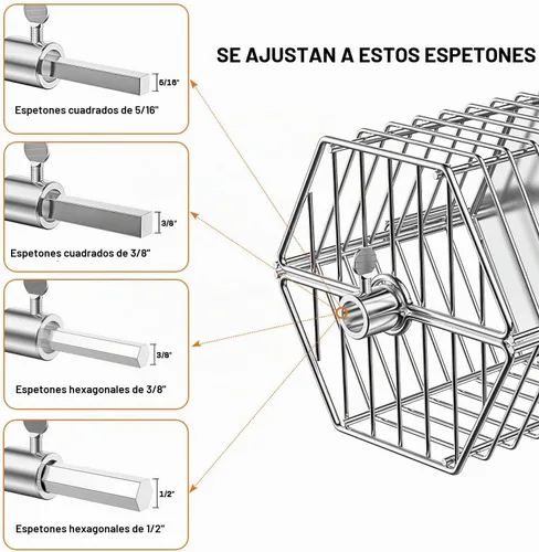 Vista 5 de onlyfire Cesta Rotativa Redonda de Acero Inoxidable de 17 Pulgadas para Rotisserie, Accesorio de Cocina que se Adapta a la Mayoría de las Parrillas