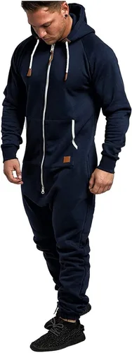 Vista 2 de WUAI - Buzo con capucha para hombre con cremallera y pijamas de una pieza