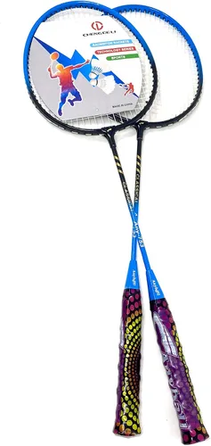 Vista 4 de Raqueta de bádminton de alta calidad, par de 2 raquetas con 3 volantes y bolsa de transporte incluida, para jugadores profesionales y principiantes