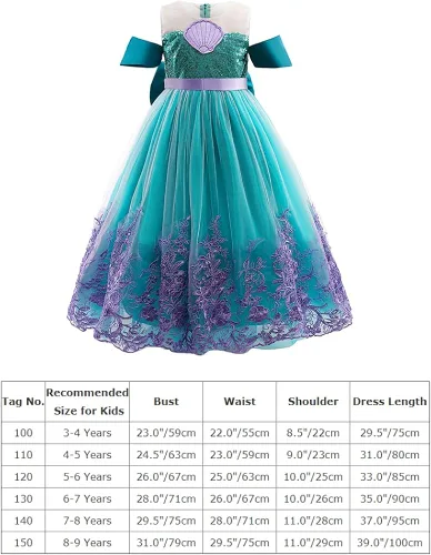 Vista 7 de Disfraz de sirena para niñas, disfraz de princesa, fiesta de cumpleaños, Halloween, Navidad, carnaval, cosplay