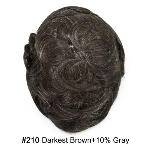 Vista 446 de Toupee para hombre 100% cabello humano real tupé para hombres 0.004 in piel de poliuretano para hombre, sistema de reemplazo de piezas de pelo