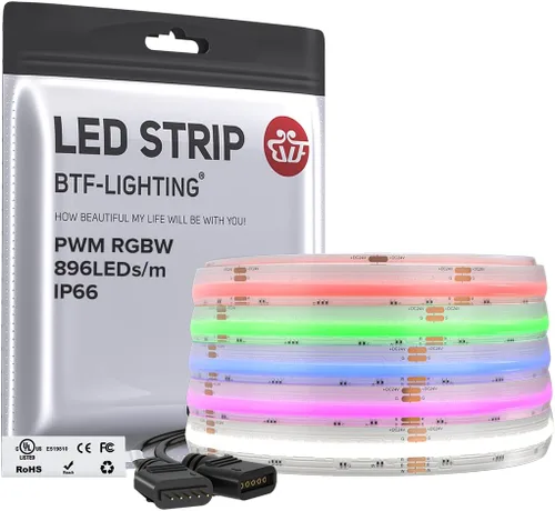 Vista 20 de BTF-LIGHTING FCOB COB Tira de luz LED RGBW 6500K 896LED/m 3m DC12V Flexible de cambio de color de alta densidad y luz uniforme de 12mm de ancho