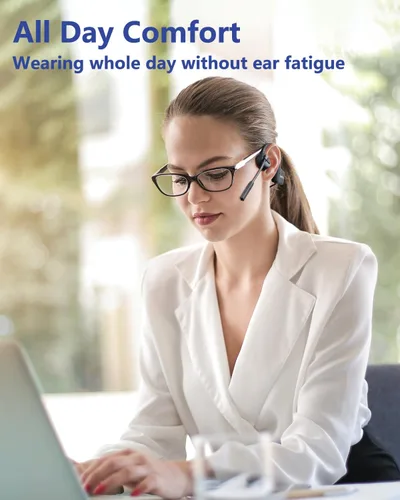 Vista 6 de Auriculares Bluetooth YouthWhisper con micrófono, auriculares de oreja abierta, auriculares inalámbricos Bluetooth 5.2 con auriculares duales CVC8.0