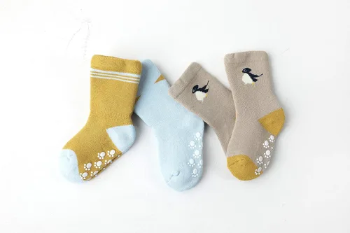Vista 8 de Juego de 6 calcetines de algodón grueso para bebé, unisex, antideslizantes, antideslizantes