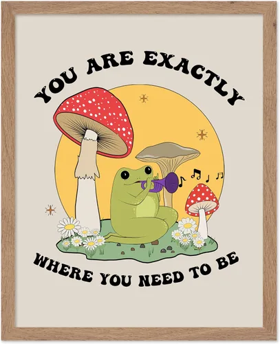 Vista 13 de Poster Master All That Is Meant To Be Poster - Retro Frog on Mushroom Print - Meditation Art - Motivational Design - Preppy Print - Trendy Decor