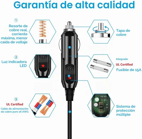 Vista 4 de Cable cargador de coche DC 12V/24V compatible con BLUETTI EB3A/EB70/EB70S/AC50S/AC180/AC60/B80, Anker 521 523 533, Jackery Explorer