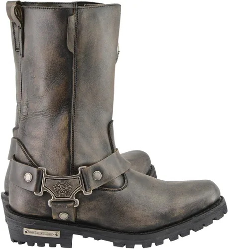 Vista 9 de Milwaukee Leather MBL9361 - Botas de piel para mujer, con arnés clásico, puntera cuadrada, color marrón envejecido, de 11 pulgadas