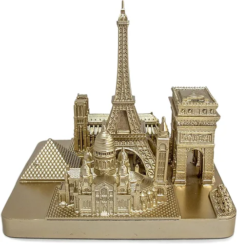 Vista 5 de París City Skyline Modelo 3D Landmark Réplica Cuadrado Oro Rosa 4 ½ pulgadas