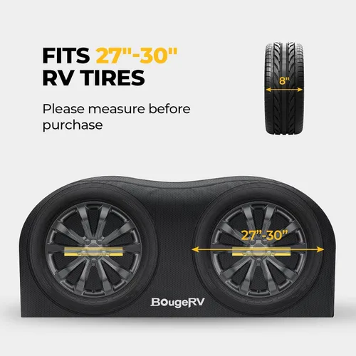 Vista 3 de BougeRV - Fundas para neumáticos de caravana, cubierta de rueda de doble eje, paquete de 2 unidades para neumáticos de 27 a 30 pulgadas de diámetro
