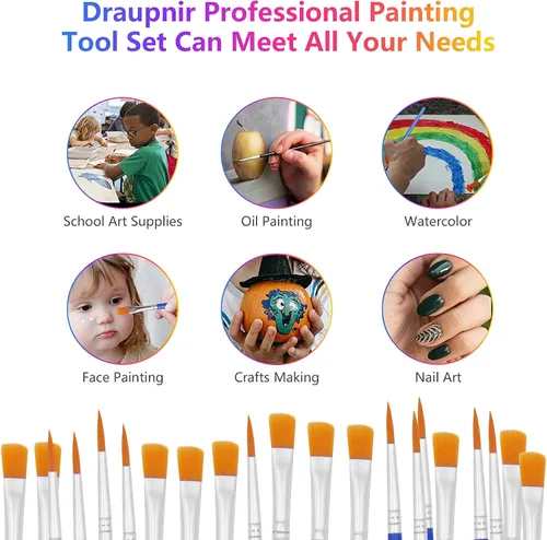 Vista 8 de 20 tiras de 120 macetas, tiras de pintura vacías con tapa, mini recipientes de almacenamiento transparentes y 40 pinceles de pintura, suministros