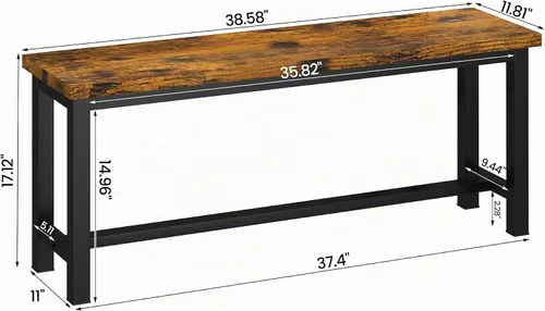 Vista 3 de Recaceik - Par de 2 bancos de comedor, banco de madera industrial rústico de 39 pulgadas Marrón rústico