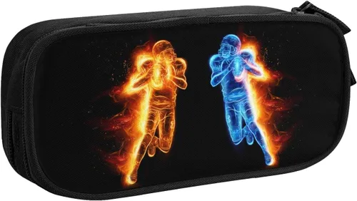Vista 11 de Estuche para lápices de baloncesto para niños y niñas, estuche negro fresco de alta capacidad con cremalleras, caja de lápices deportiva
