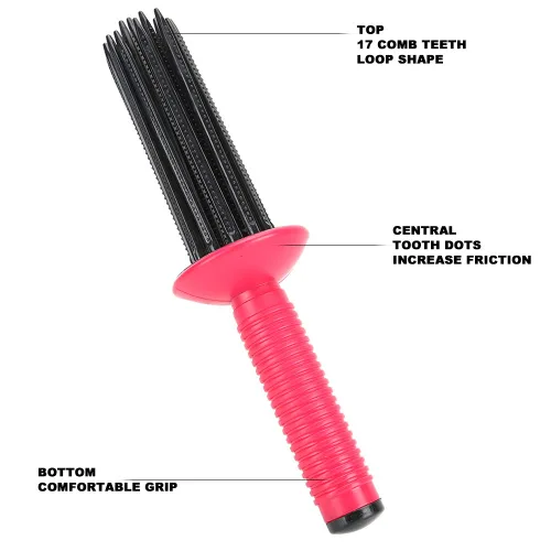 Vista 5 de Rizador de pelo profesional 17 dientes peine rizador de pelo peine antideslizante rizado levantador de pelo herramienta portátil rizador varita