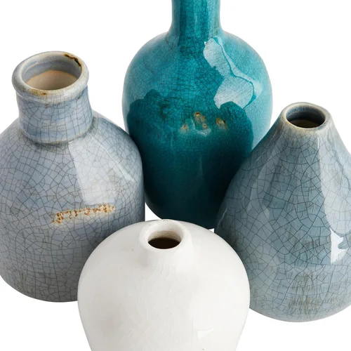 Vista 8 de Creative Co-Op - Vasijas de terracota azul y marfil (Set de 4 tamaños)