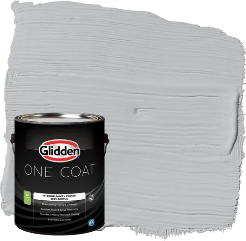 Vista 33 de Glidden Pintura Interior + Imprimación: Gris/Plata Antigua, Una Capa, Satinado, 1 Galón