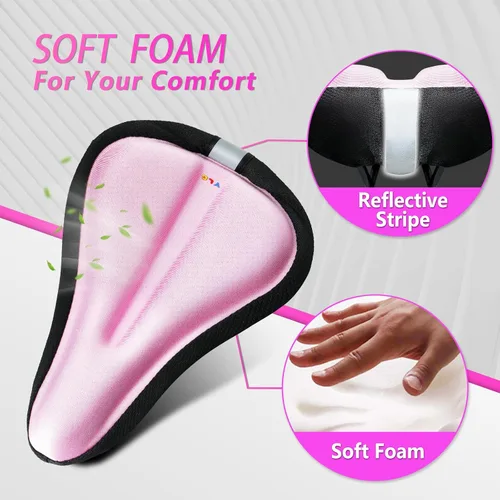 Vista 3 de YLG Cojín de asiento de bicicleta para niñas, funda de asiento de bicicleta acolchada de gel para niños, transpirable y extra suave, espuma