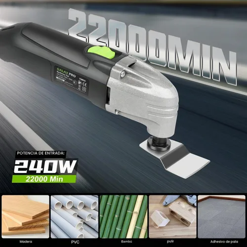 Vista 2 de GALAX PRO Multiherramienta oscilante 22000 OPM 2.0A, ángulo oscilante de 3 grados con 3 hojas de sierra, 1 placa de lijado de hoja semicírcula, 6