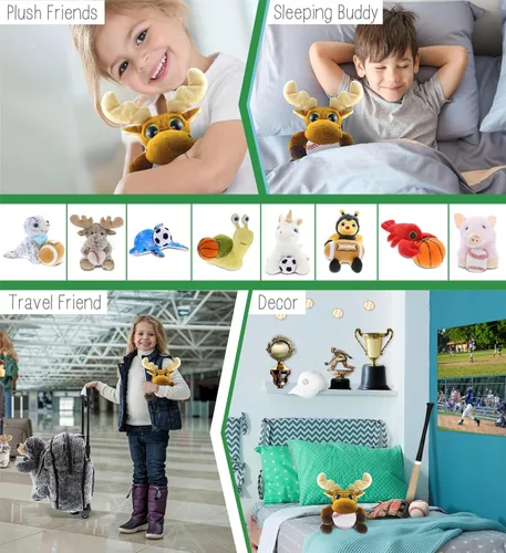 Vista 4 de DolliBu Peluche de alce grande con peluche de béisbol, alce suave y abrazable, adorable juguete de peluche, juguete de peluche suave personalizado