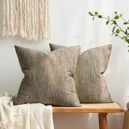 Vista 46 de MIULEE - Juego de 2 fundas de almohada decorativas de lino de arpillera, modernas, estilo campestre, rústicas, tejidas, con textura, para sofá, Gris