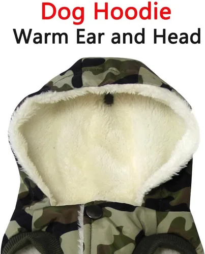 Vista 6 de vecomfy - Sudadera con capucha para perro, forro polar y algodón, extra cálida, para invierno, chaqueta para perro pequeño, abrigos con capucha
