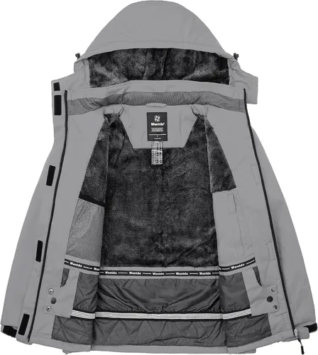 Vista 3 de Wantdo - Chaqueta de esquí impermeable para mujer, abrigo de invierno cálido y resistente al viento, abrigos de nieve