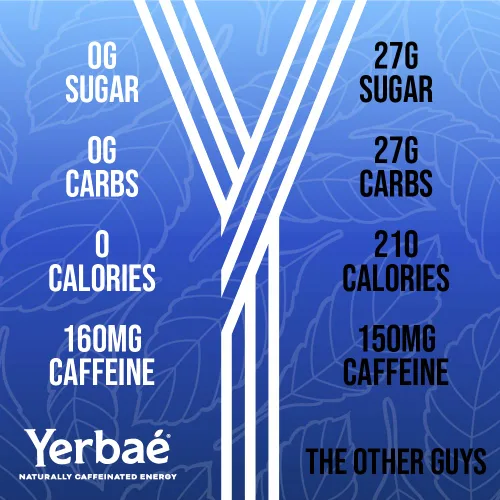 Vista 5 de Yerbae - Agua espumosa mejorada (12 unidades) Energy Yerba Mate 340 ml, lata