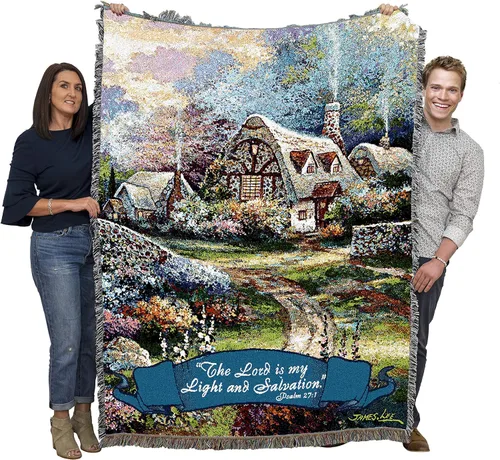 Vista 24 de Pure Country Weavers Great is Thy Faithfulness Blanket - Escrituras - Lamentaciones 3:23 - Tapiz cuadrado para regalo de regazo tejido de algodón