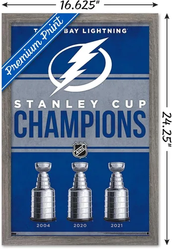 Vista 3 de Trends International NHL Tampa Bay Lightning - Póster de pared Champions 23, 22.4 pulgadas de largo x 14.7 pulgadas, versión enmarcada de madera